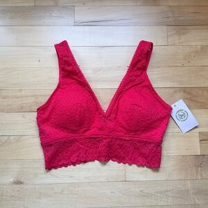 Lace Bralette in Coral Red